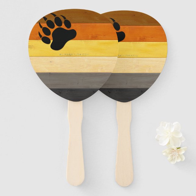 Leque SlipperyJoe's Bear Pride sinaliza textura de madei (Frente e Verso)