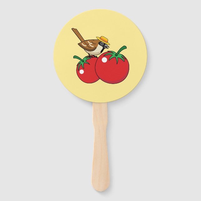 Leque Sobreposição Orgânica Comendo Tomate Vermelho (Frente)