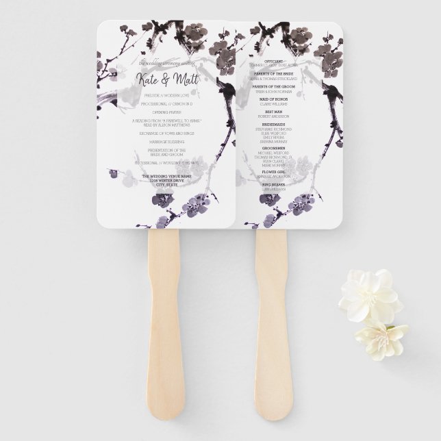 Leque Sombreado de ameixa (Frente e Verso)