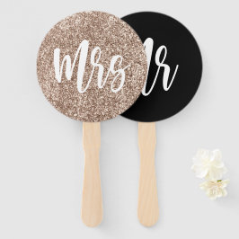 Leque Sr. ou Sra. Pink Glitter e Jogo de Casamento Negro