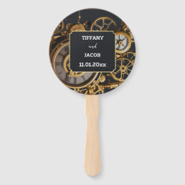 Leque Steampunk Extravaganza Vintage Cogs Guest Book