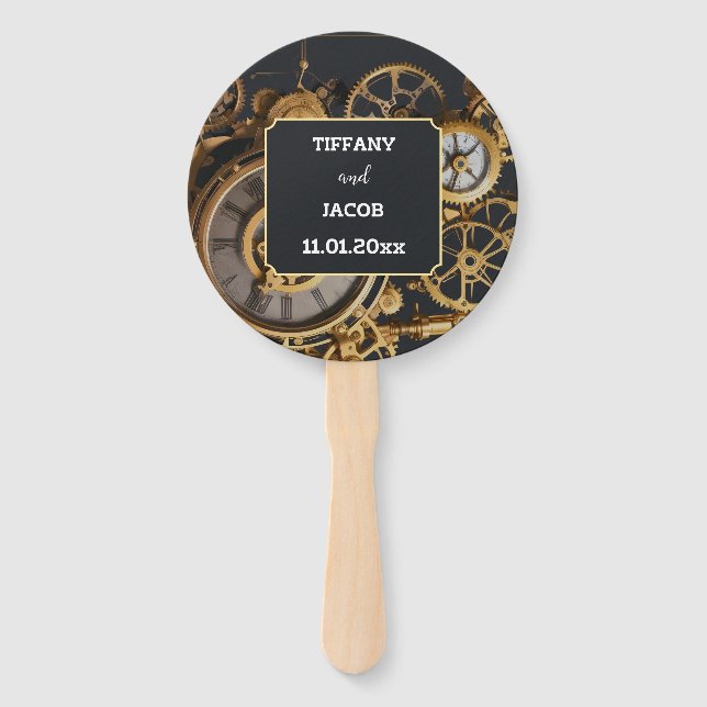 Leque Steampunk Extravaganza Vintage Cogs Guest Book (Frente)