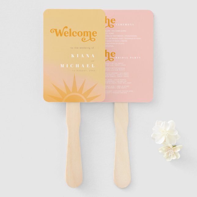Leque Sunshine Typografia Wedding Butter/Blush ID1048 (Frente e Verso)