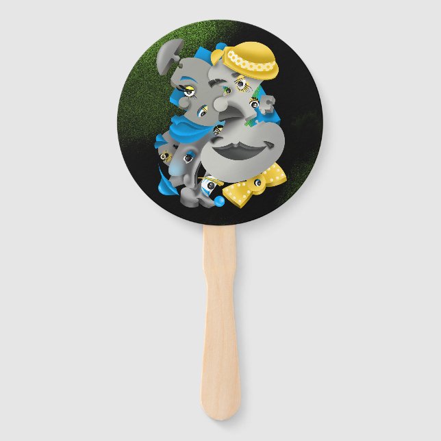 Leque Surreal Faces e Ventilador de Verão Quebra-cabeça (Verso)