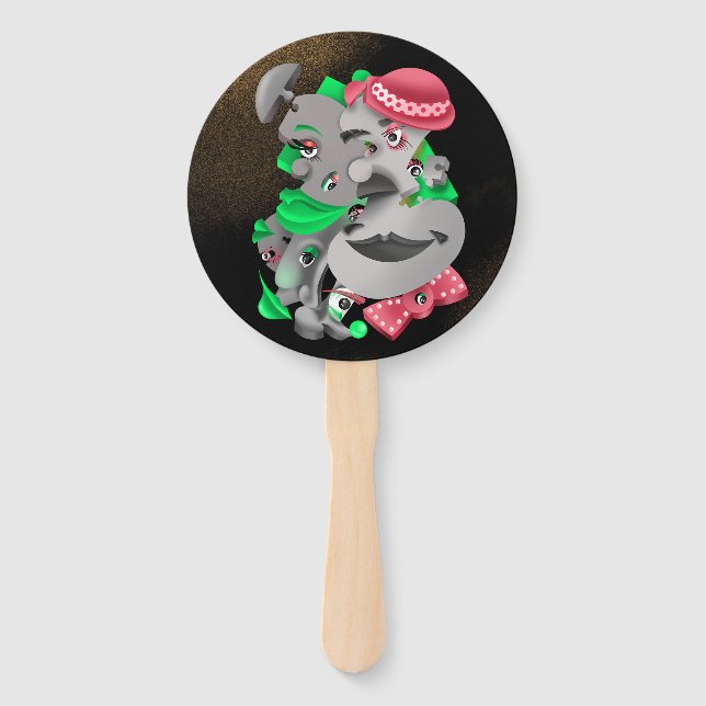 Leque Surreal Faces e Ventilador de Verão Quebra-cabeça (Verso)