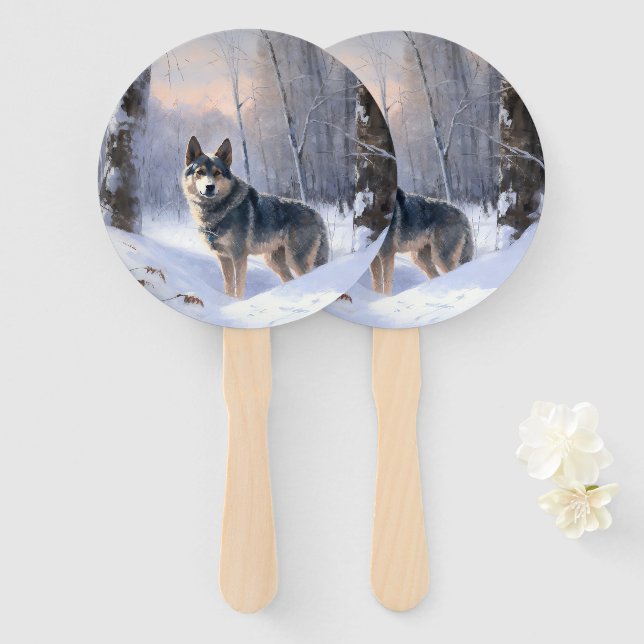 Leque Swedish Vallhund Deixe Nevar Natal  (Frente e Verso)