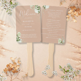 Leque Tan Floral Greenery Wedding Program