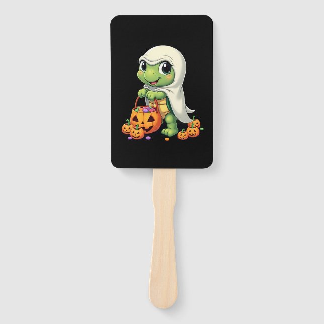Leque Tartaruga Fantasma de Halloween Adorável com Doce  (Frente)