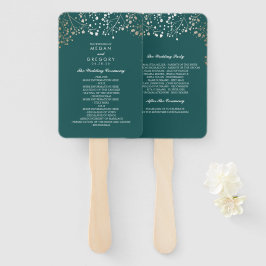 Leque Teal e Dourado | Programa de Casamento Respiratóri