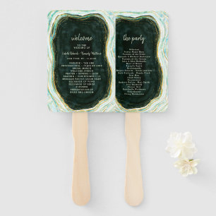 Leque Teal Green & Dourado Agate Ceremony Program
