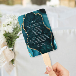 Leque Teal, Marble e Dourado Programa de Casamento Agata