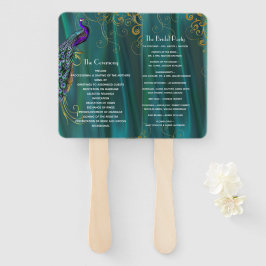 Leque Teal Satin com Ventilador do Programa de Casamento