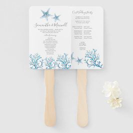 Leque Tema de casamento de estrela-do-mar com aguarela a
