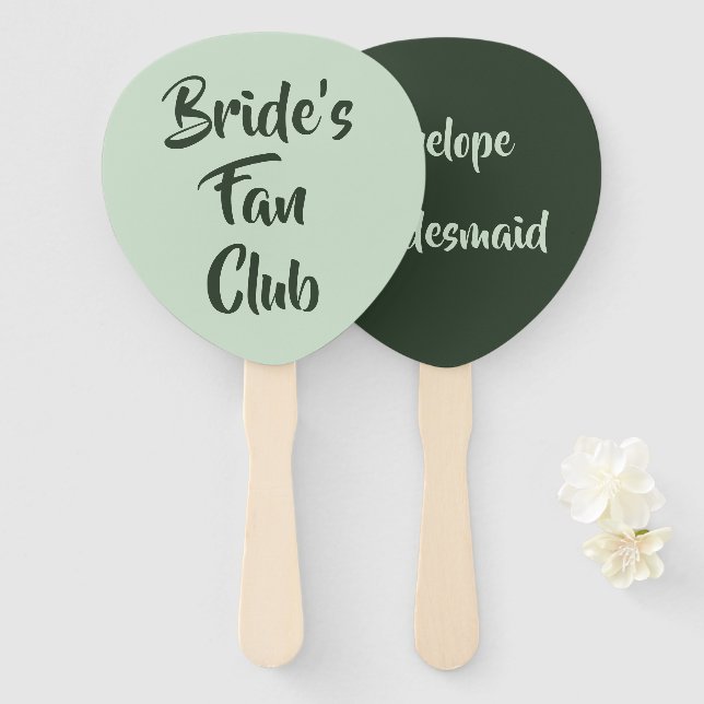 Leque Tema Greenery, nome do clube do ventilador da noiv (Frente e Verso)