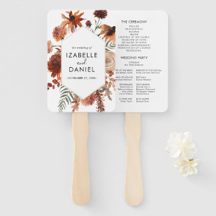 Leque Terracotta Wedding Floral Rustic Program Fan