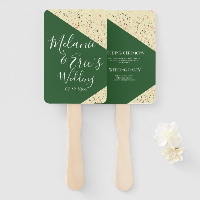 Leque Terrazzo Bold Esmeralda Multicolor Abstrato (Frente e Verso)