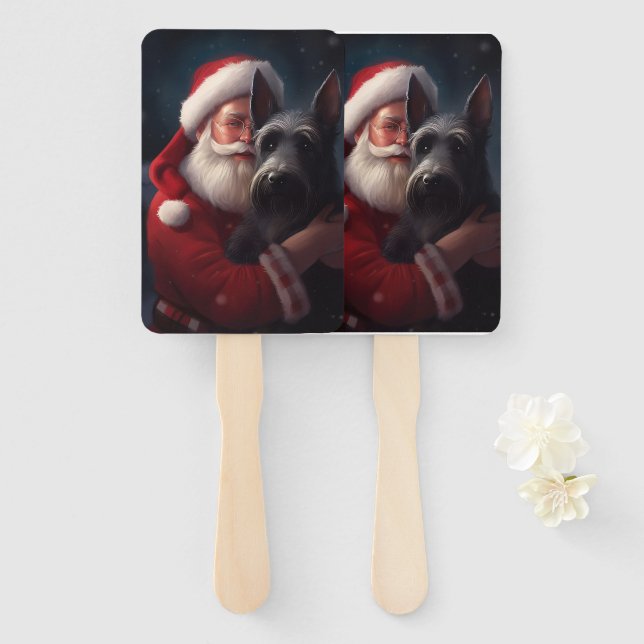 Leque Terrier Santa Claus Festivo Natal (Frente e Verso)