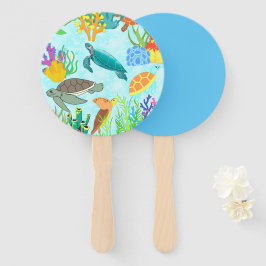 Leque Tesouros Submarinos Tartarugas E Corais