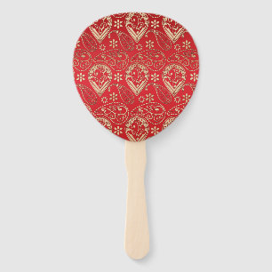 Leque Teste padrão Dourado vermelho do Bandana de