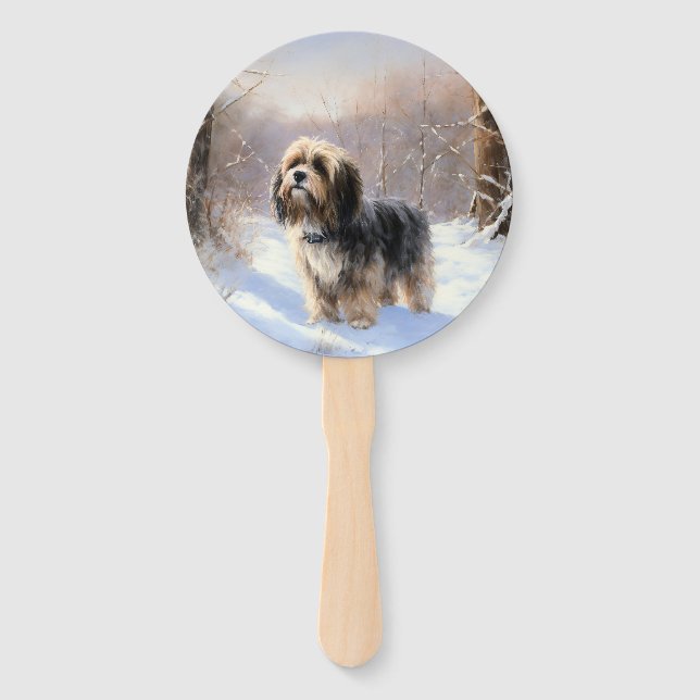 Leque Tibetan Terrier Deixe Nevar Natal  (Frente)