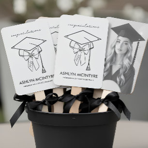 Leque Touca e Laço de Formatura Preto e Branco Minimalis