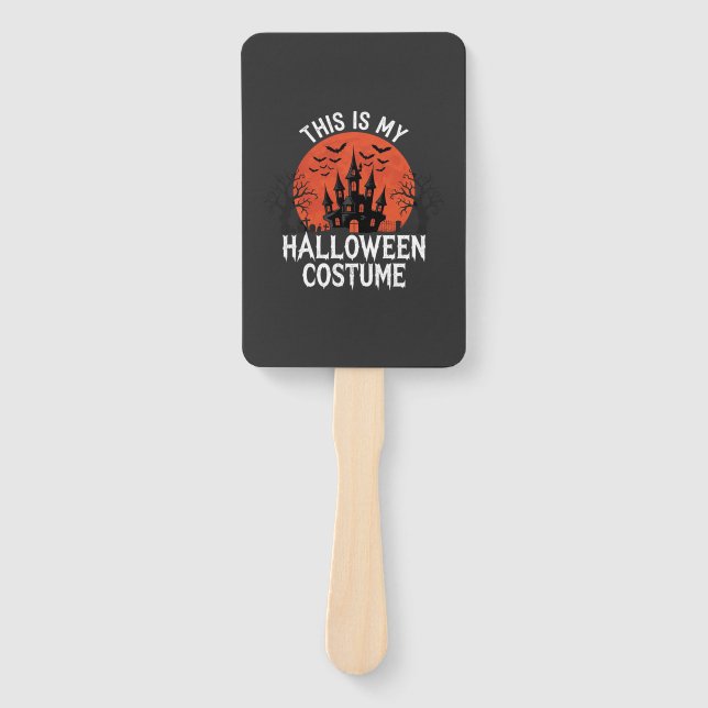 Leque Traje de Halloween Castelo Assombrado Design Vecto (Frente)