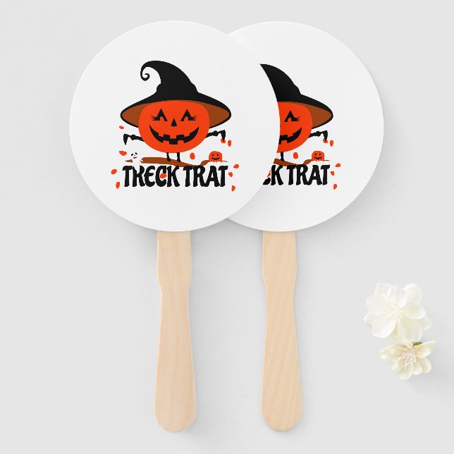 Leque Treck Trat Pumpkin sorrindo (Frente e Verso)