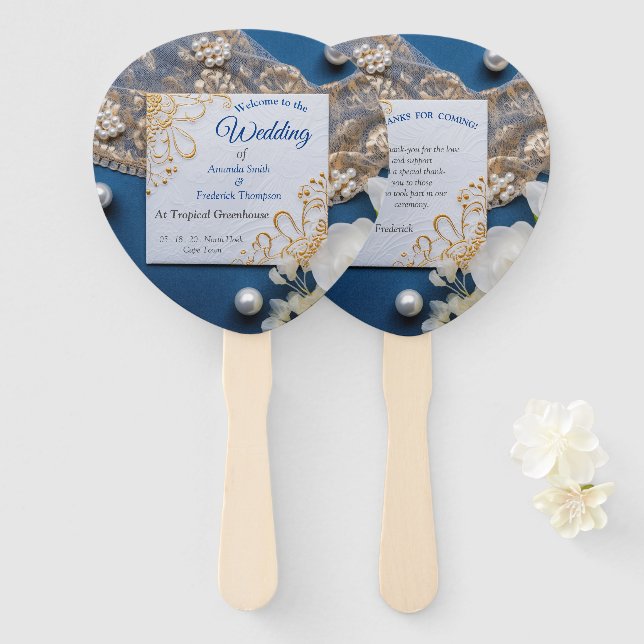 Leque Trendy 3-D Denim Impressão com Costume Jewelry (Frente e Verso)