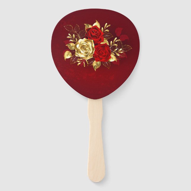 Leque Três Rosas de joalharia (Frente)