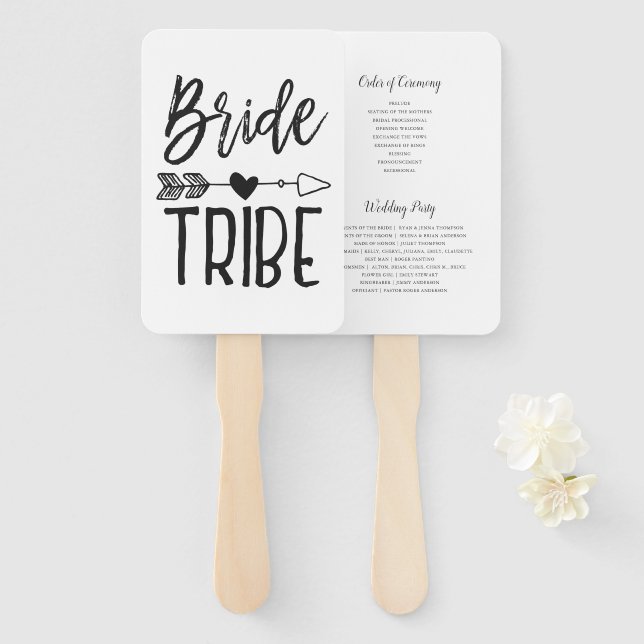 Leque Tribo Bride | Casamento de nome personalizado (Frente e Verso)