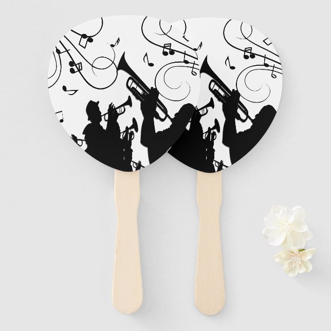 Leque Trompet Section Jazz Music (Frente e Verso)