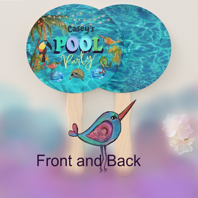 Leque Tropical de Piscina de Verão (Summer Fun Pool Party Tropical Hand Fan)