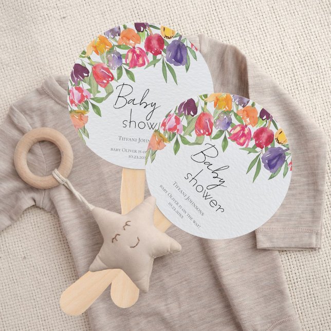 Leque Tulip Delight Vibrant Chá de fraldas Floral (Criador carregado)