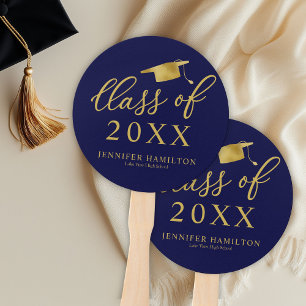 Leque Turma De 2024 Simples Elegante Dourado Azul Gradua