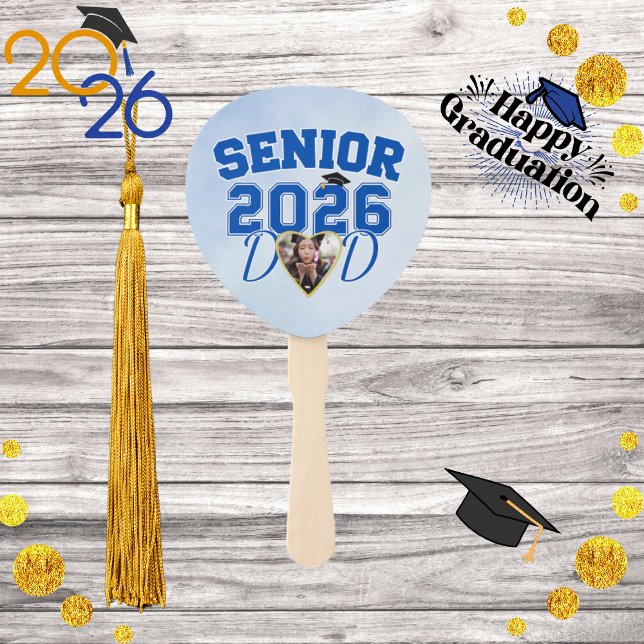 Leque Turma de 2026 Pai Sênior Foto Personalizada  (senior dad 2026 fan front)