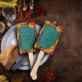 Leque Um Dourado Programa de Casamento Russo Teal & Fall