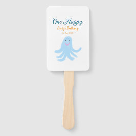 Leque Um polvo azul feliz no aniversário do mar