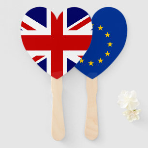 Leque Union Jack britânico e bandeira da União Europei