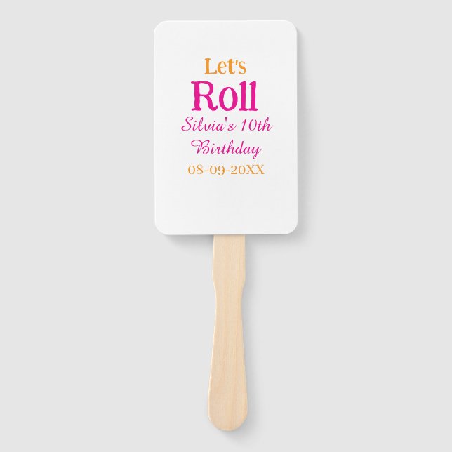 Leque Vamos rolo feliz 10º aniversário adicione nome ret (Frente)