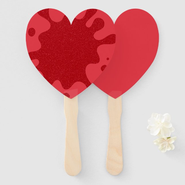 Leque Vantilador Personalizado Coração Vermelho Tomate – (Frente e Verso)