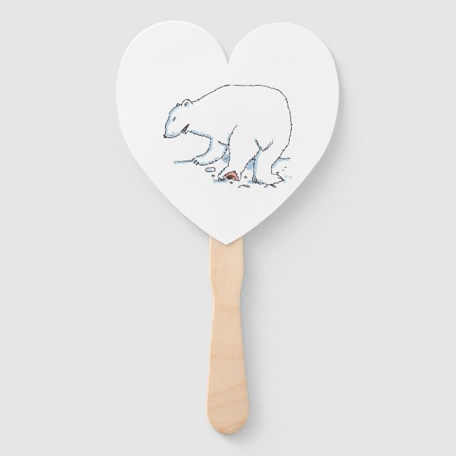 Leque Vejam só, fãs de coração e mão de urso polar (Frente)