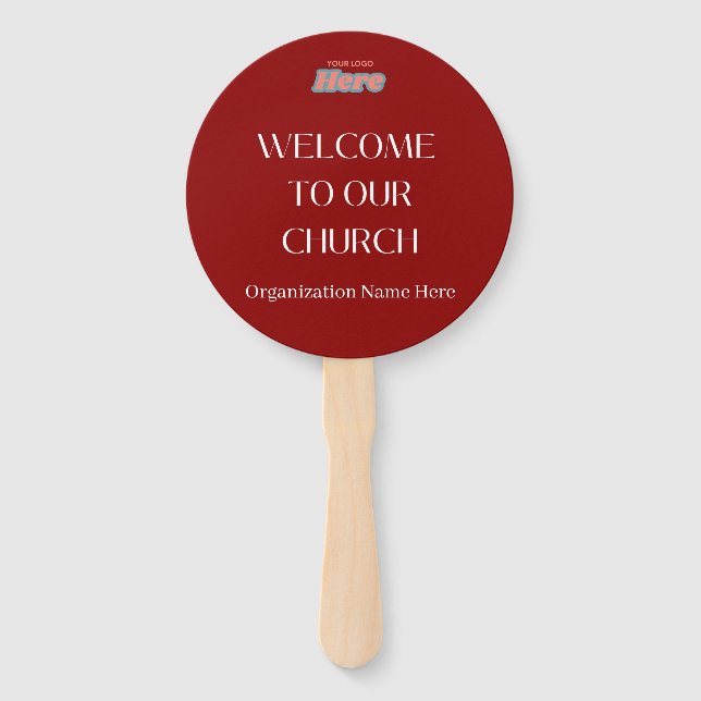 Leque Ventilador da Mão de Boas-vindas Vermelha Escuro (Frente)