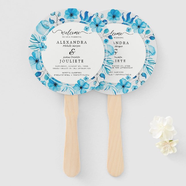 Leque Ventilador da Mão de Casamento Moderno (Frente e Verso)