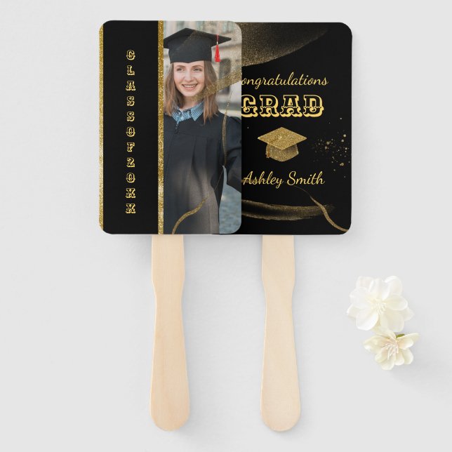Leque Ventilador da Mão de Graduação elegante (Frente e Verso)