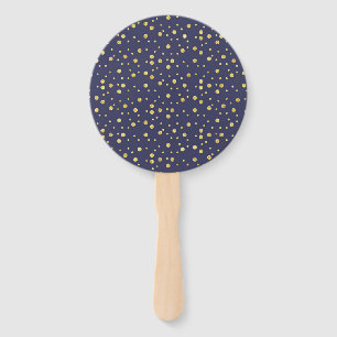 Leque Ventilador da Mão do Bolinhas Azul Dourado