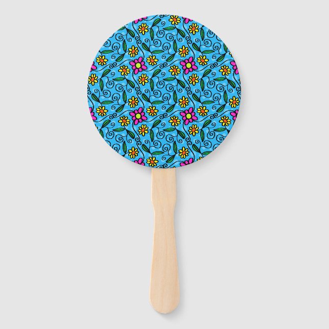 Leque Ventilador da Mão Floral abstrato (Frente)