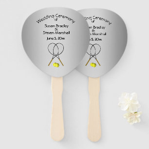Leque Ventilador da Mão Silver de Casamento do Tema têni