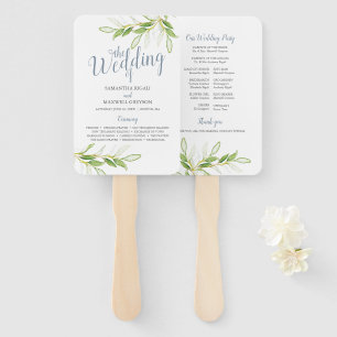 Leque Ventilador de Casamento de Papel Verde de Aquarela