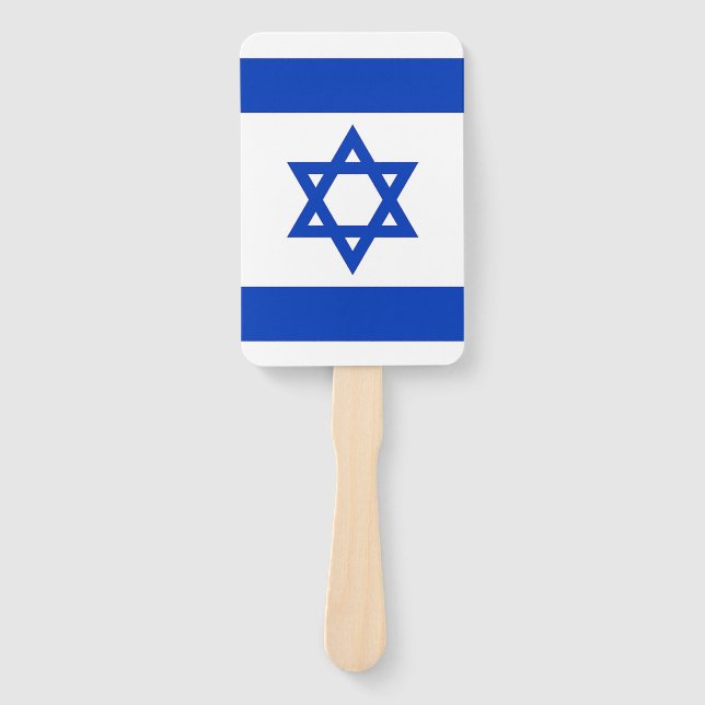 Leque Ventilador de mão com bandeira de Israel (Frente)