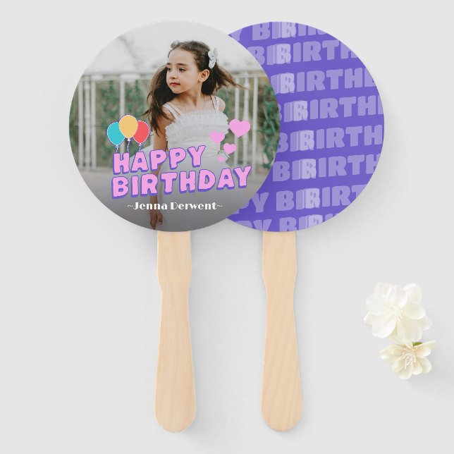 Leque Ventilador de Mão de Aniversário Personalizado (Frente e Verso)